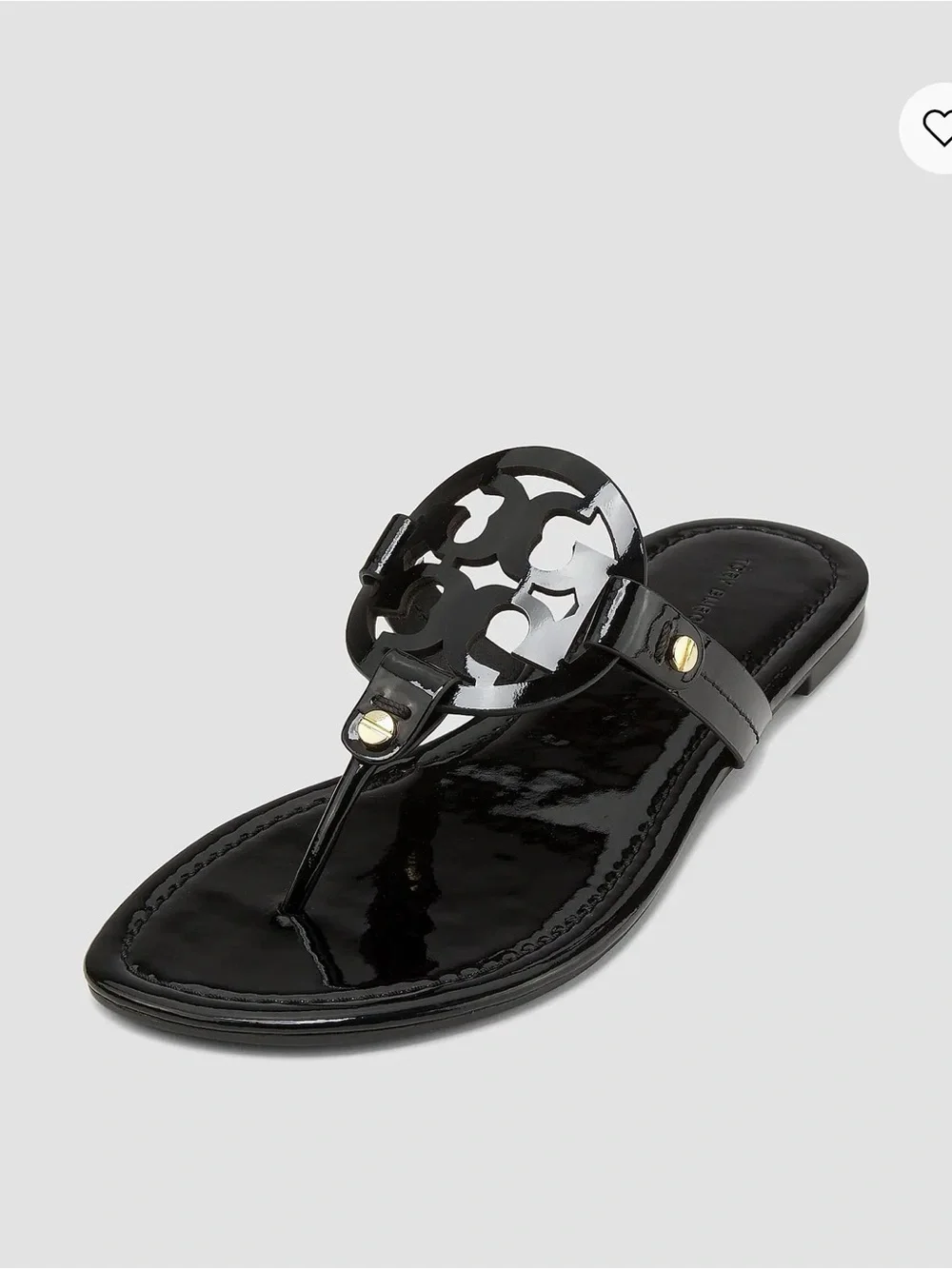 Patent Leather Black Logo Thong Sandal - Tory Burch Miller 8.5